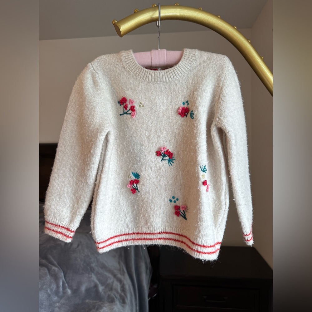 M&S Marks & Spencer Floral Embroidered Cream Sweater 2T